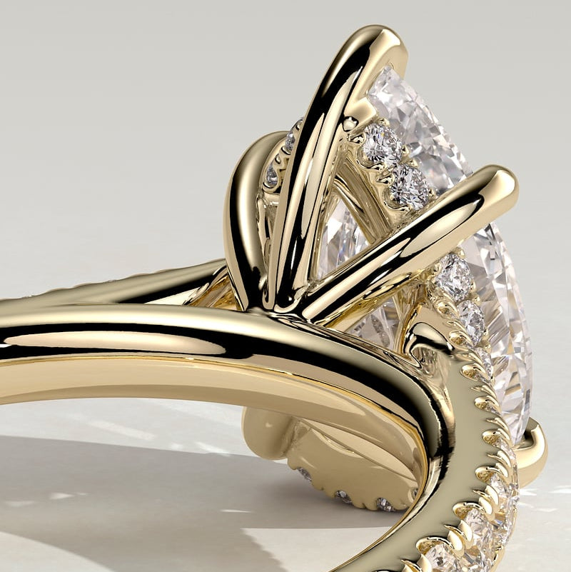 2 CT Pear Pave Moissanite Engagement Ring