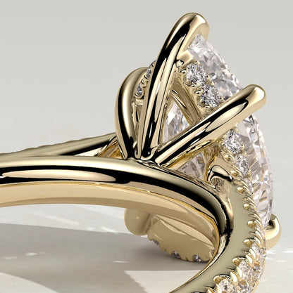2 CT Pear Pave Moissanite Engagement Ring