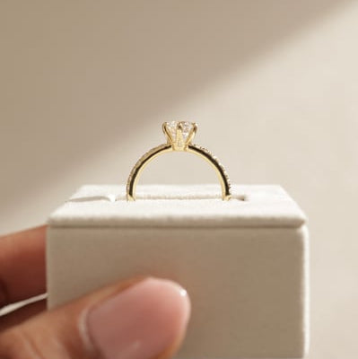 2 CT Round Pave Moissanite Engagement Ring