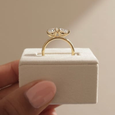 1 CT Pear Toi et Moi Moissanite Engagement Ring