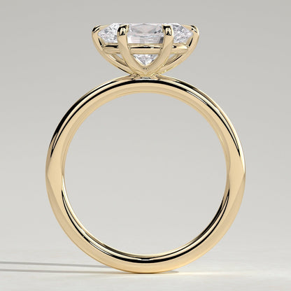2 CT East West Oval Solitaire Moissanite Engagement Ring