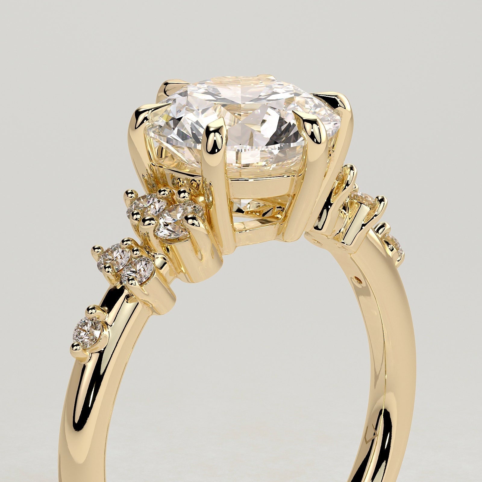 2 CT Round Cluster Moissanite Engagement Ring