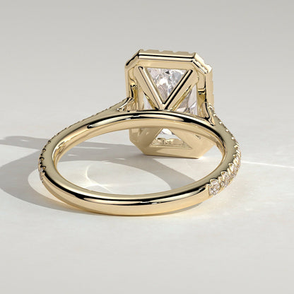 2 CT Radiant Halo & Pave Moissanite Engagement Ring