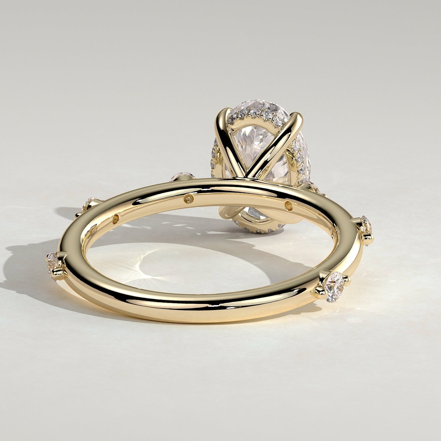 2 CT Oval Hidden Halo & Dainty Pave Moissanite Engagement Ring