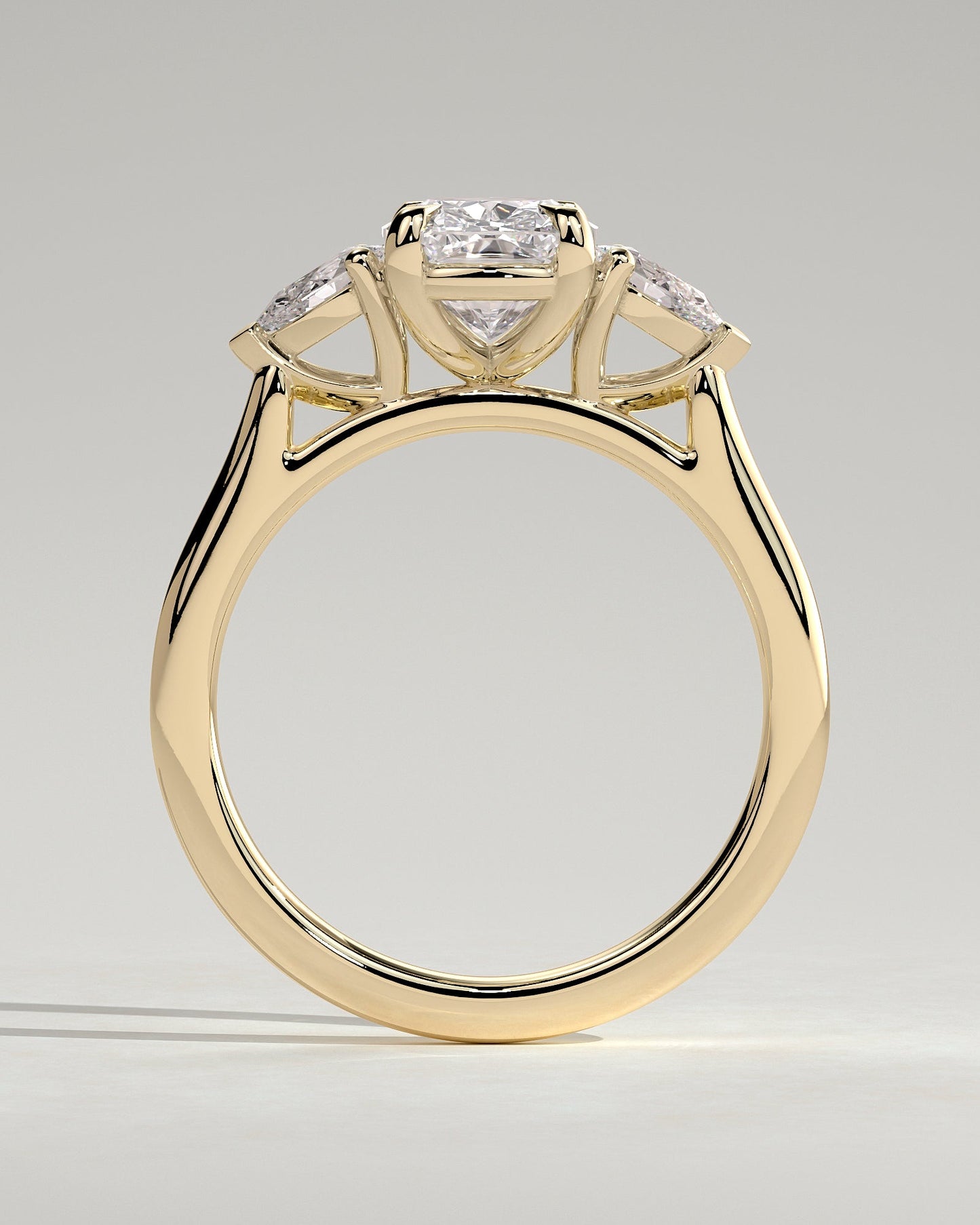 2 CT Elongated Cushion Trilogy Three Stone Moissanite Engagement Ring
