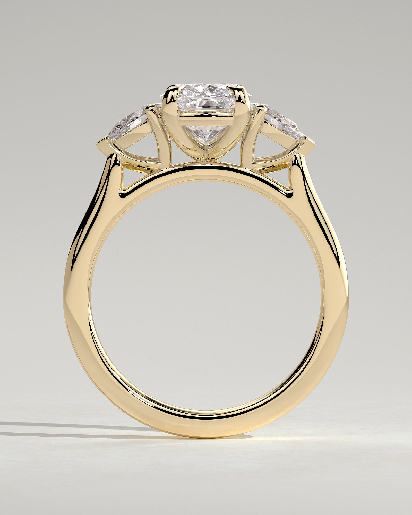 2 CT Elongated Cushion Trilogy Three Stone Moissanite Engagement Ring