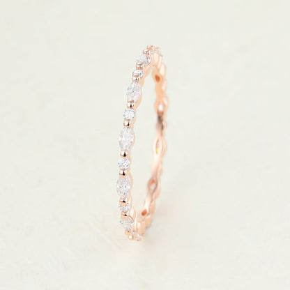 0.6 TCW Marquise & Round Full Eternity Moissanite Wedding Band