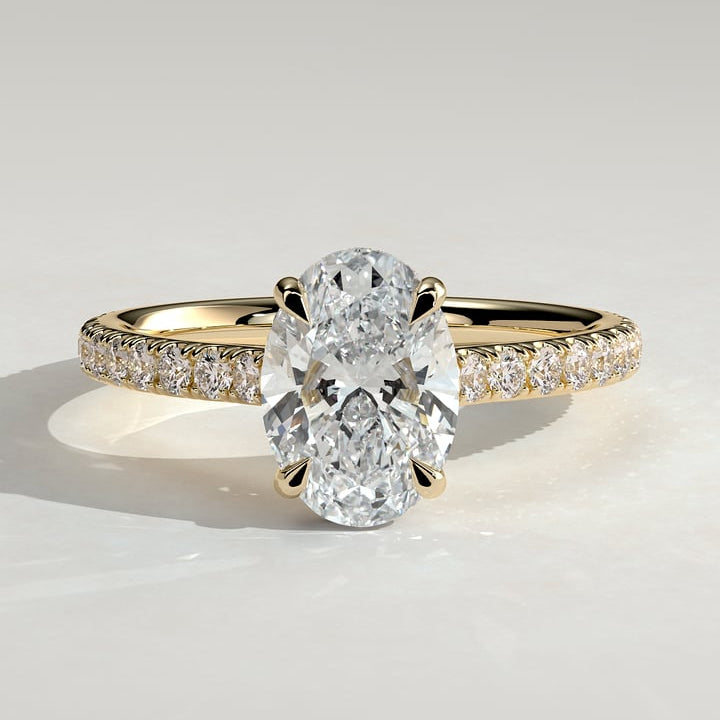 2 CT Oval Hidden Halo & Pave Moissanite Engagement Ring