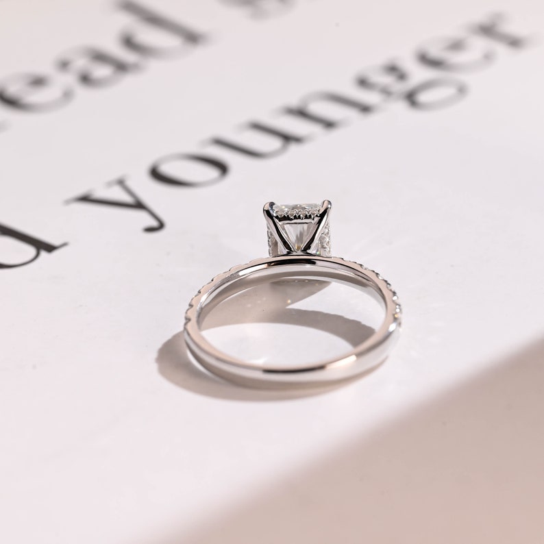 2.5 CT Radiant Pave Moissanite Engagement Ring