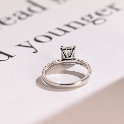 2.5 CT Radiant Pave Moissanite Engagement Ring