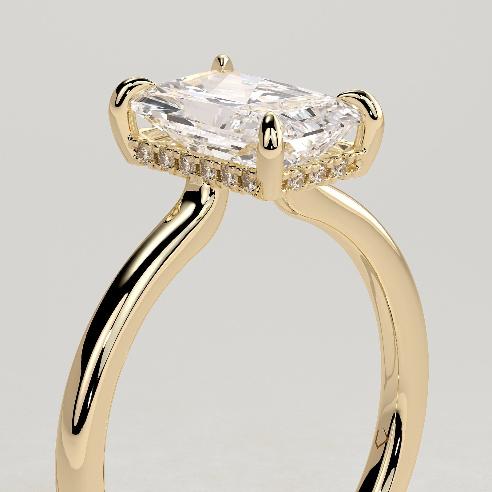 2 CT Radiant Hidden Halo Moissanite Engagement Ring