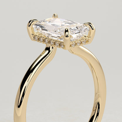 2 CT Radiant Hidden Halo Moissanite Engagement Ring
