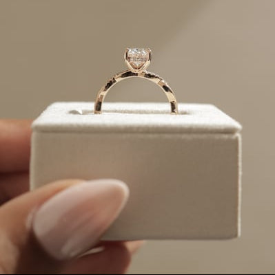 2 CT Oval Twisted Pave Moissanite Engagement Ring