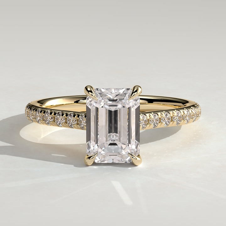 2 CT Emerald Pave Moissanite Engagement Ring