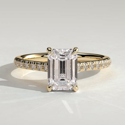 2 CT Emerald Pave Moissanite Engagement Ring