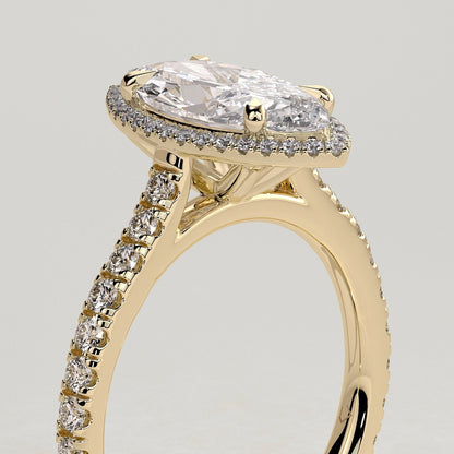2 CT Marquise Halo & Pave Moissanite Engagement Ring