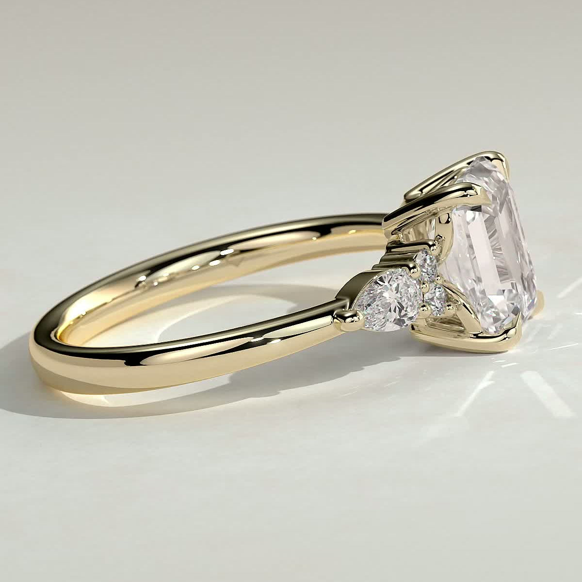2 CT Emerald Cluster Side Stone Moissanite Engagement Ring