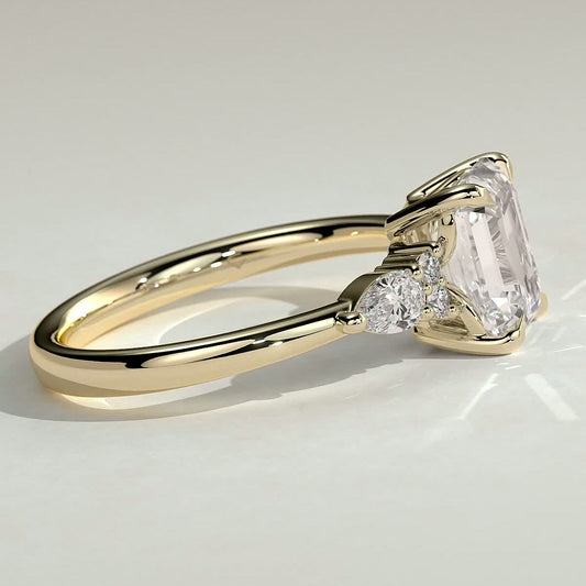 2 CT Emerald Cluster Side Stone Moissanite Engagement Ring