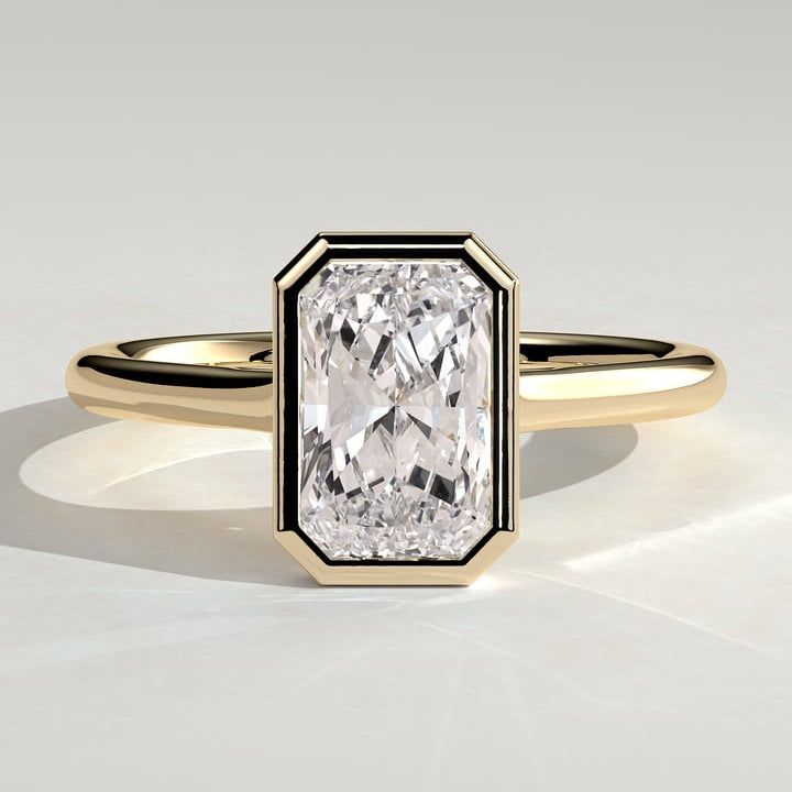 2 CT Radiant Bezel Solitaire Moissanite Engagement Ring