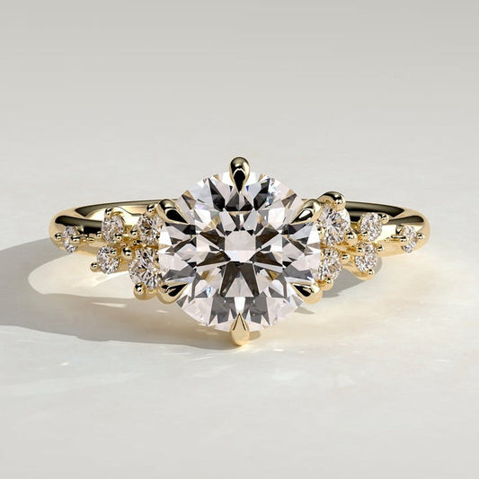 2 CT Round Cluster Moissanite Engagement Ring