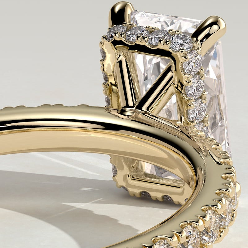 2 CT Radiant Pave Moissanite Engagement Ring