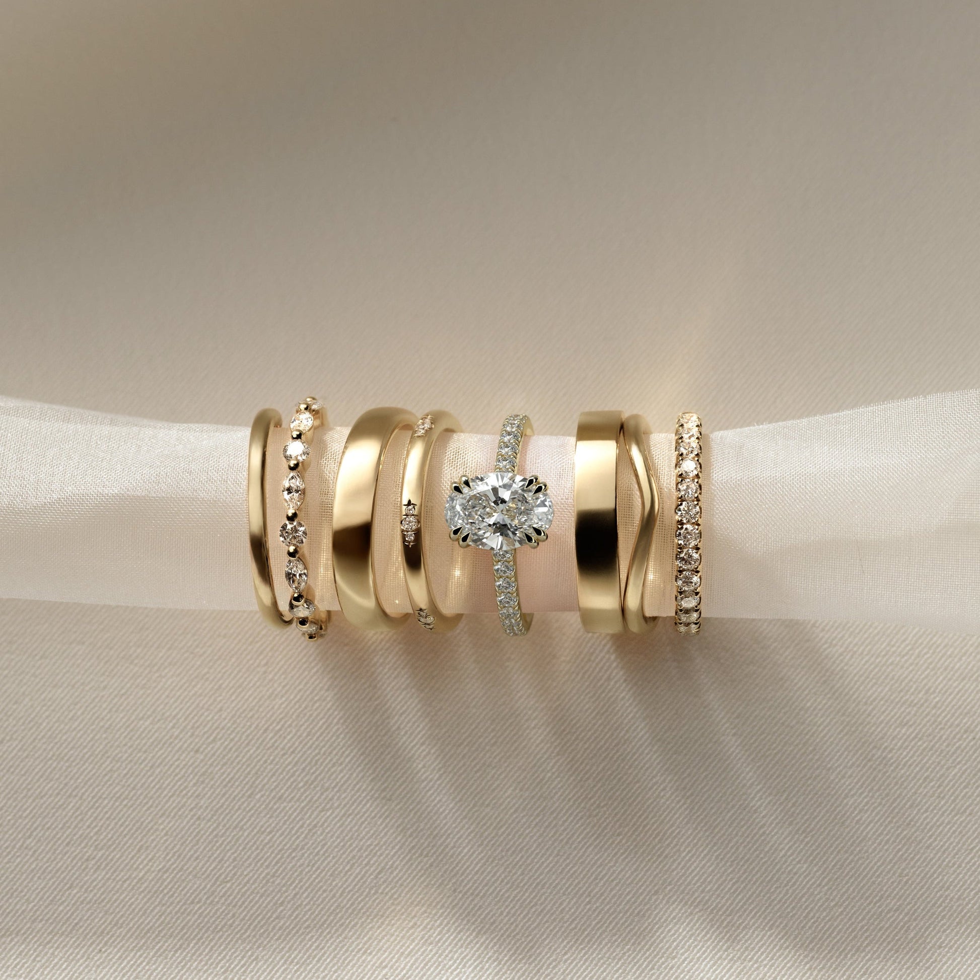 2 CT Oval Pave Moissanite Engagement Ring