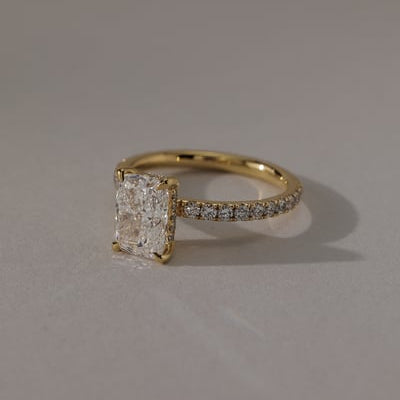 2 CT Elongated Pave Moissanite Engagement Ring