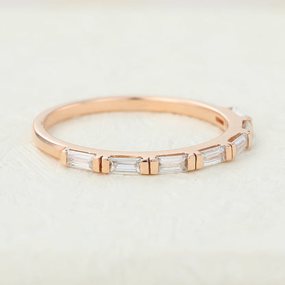 0.42 TCW Baguette Half Eternity Moissanite Wedding Band