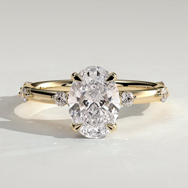 2 CT Oval Hidden Halo & Dainty Pave Moissanite Engagement Ring