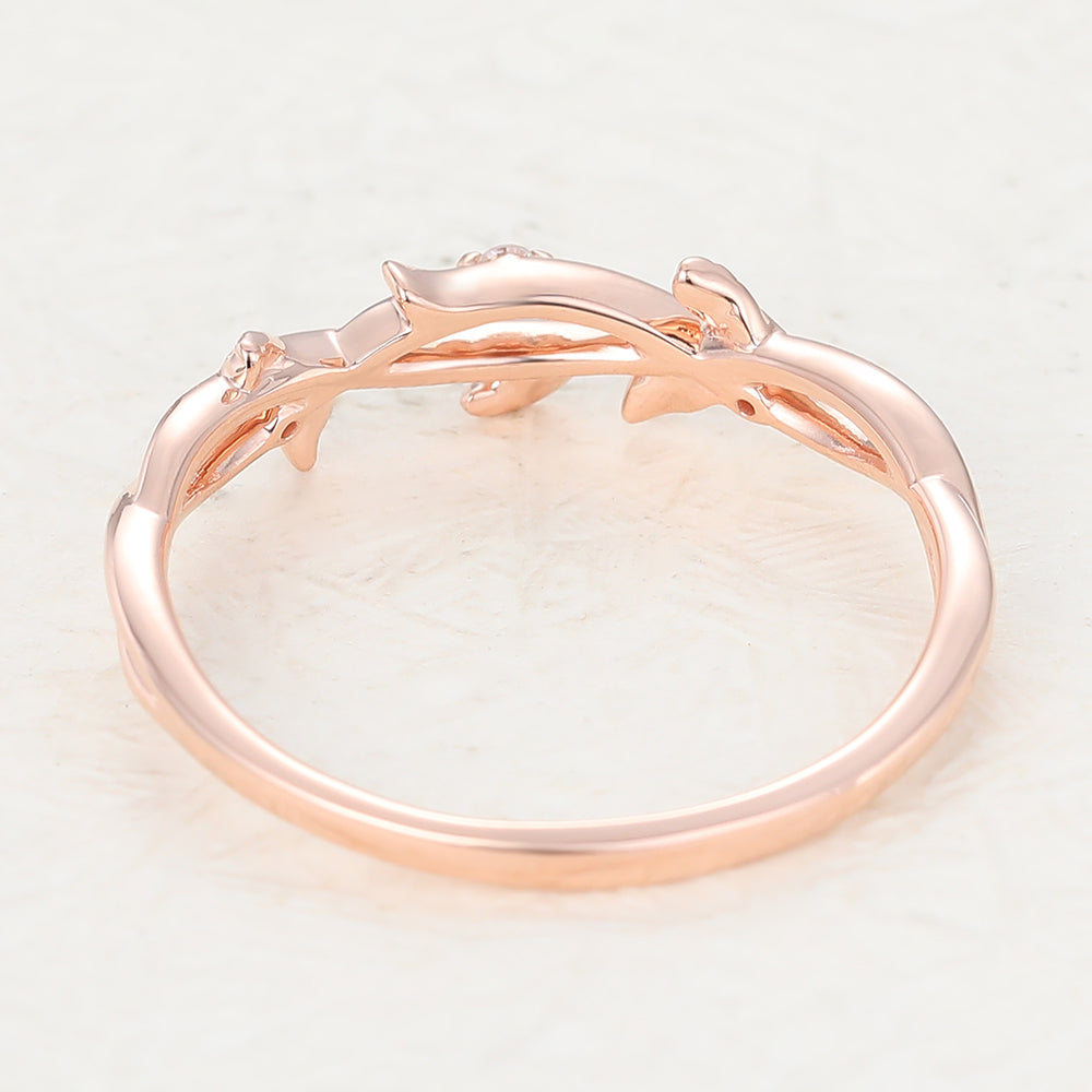 0.042 TCW Round Twig Style Moissanite Wedding Band