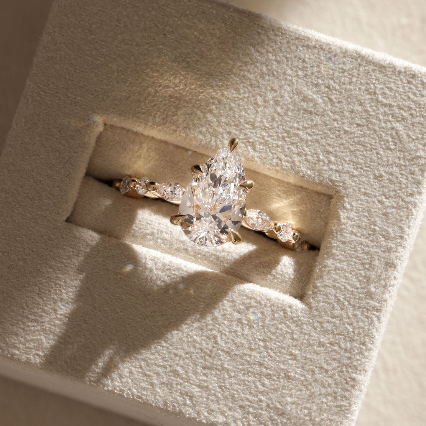 2 CT Pear Dainty Pave Moissanite Engagement Ring