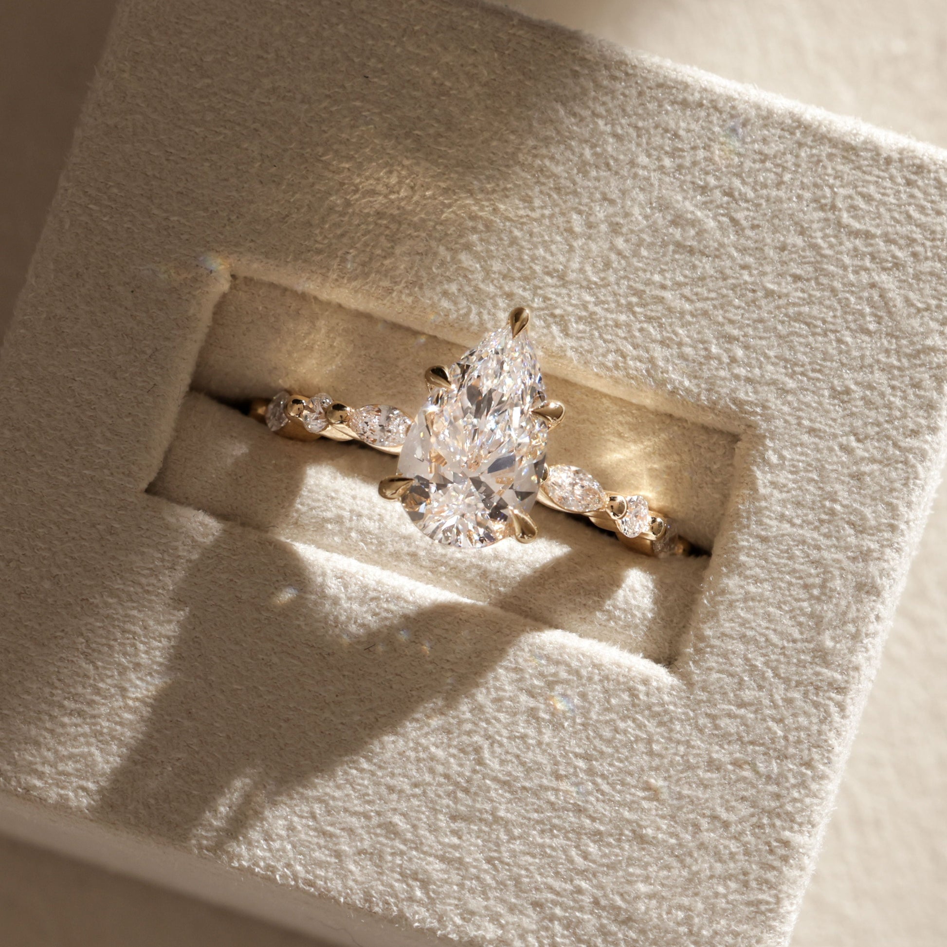 2 CT Pear Dainty Pave Moissanite Engagement Ring
