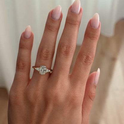 2 CT Elongated Cushion Trilogy Three Stone Moissanite Engagement Ring