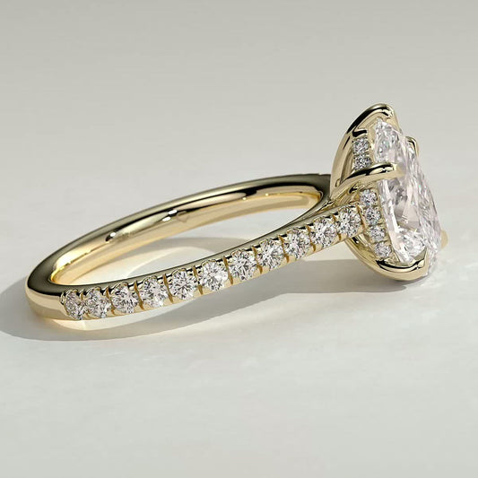 2 CT Pear Pave Moissanite Engagement Ring