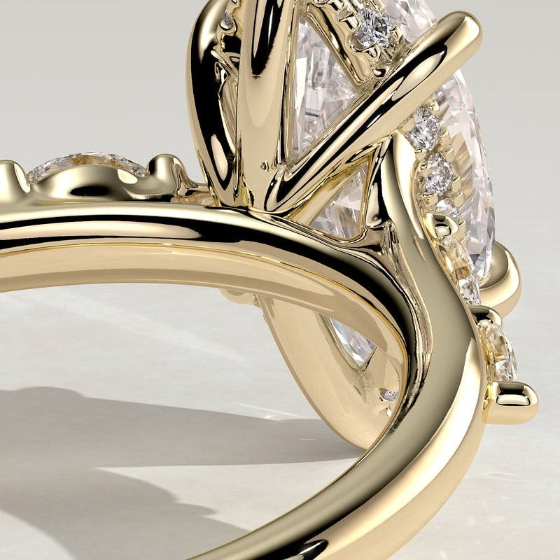 2 CT Marquise Pave Moissanite Engagement Ring