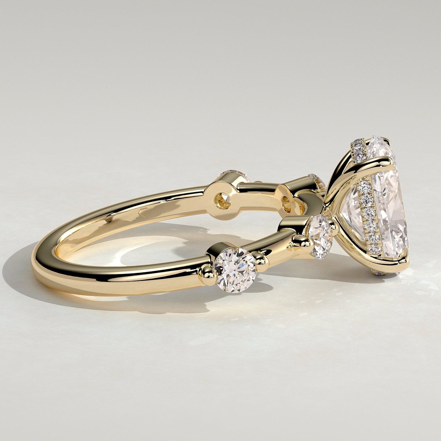 2 CT Oval Hidden Halo & Dainty Pave Moissanite Engagement Ring