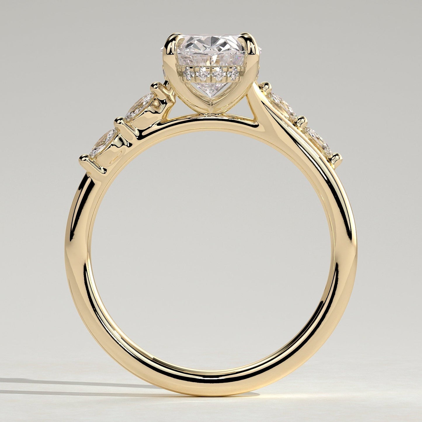 2 CT Oval Pave Moissanite Engagement Ring