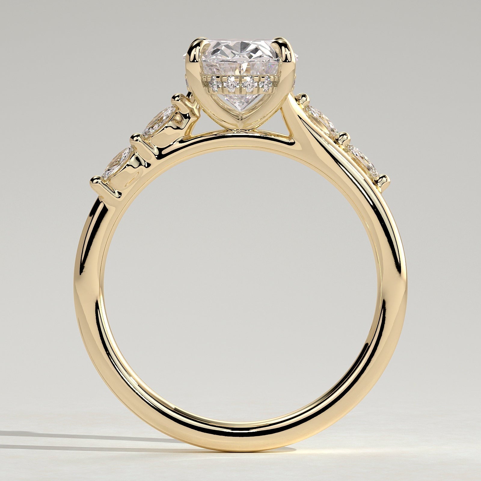 2 CT Oval Pave Moissanite Engagement Ring