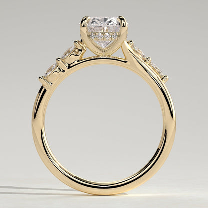 2 CT Oval Pave Moissanite Engagement Ring