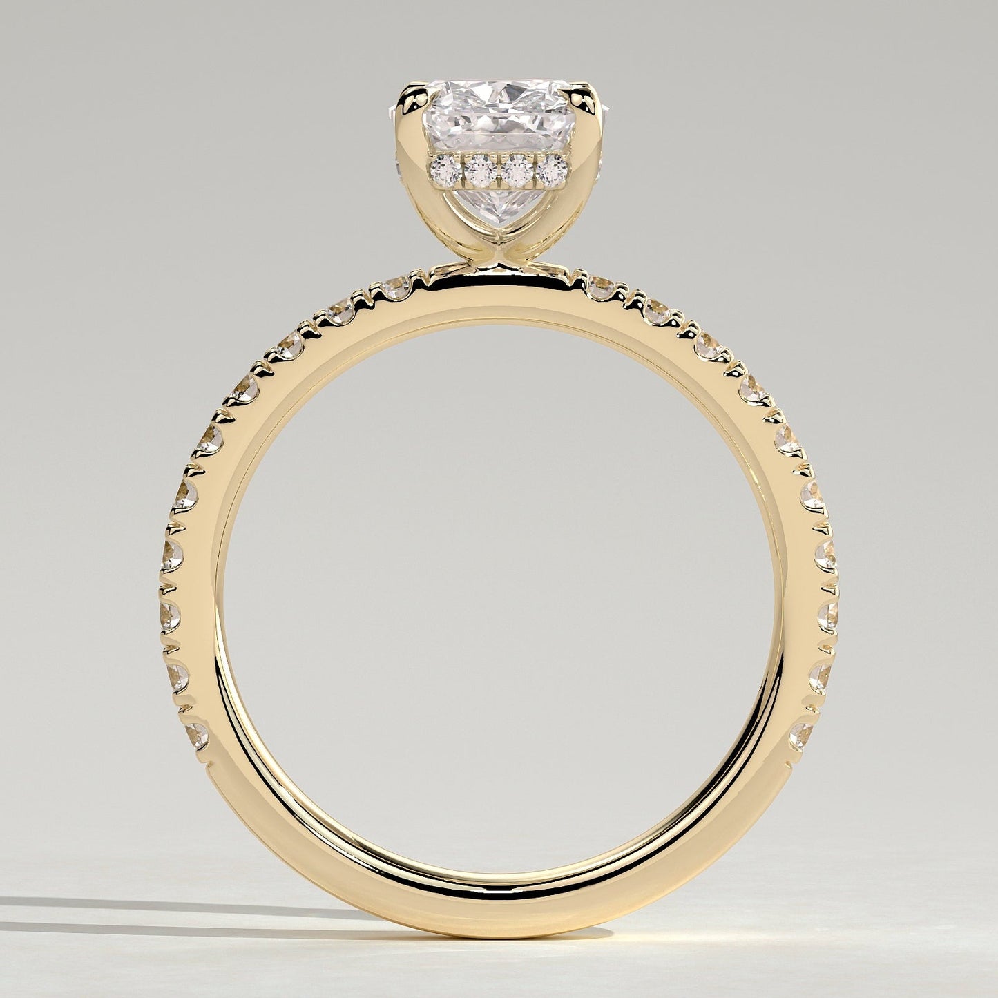 2 CT Elongated Pave Moissanite Engagement Ring