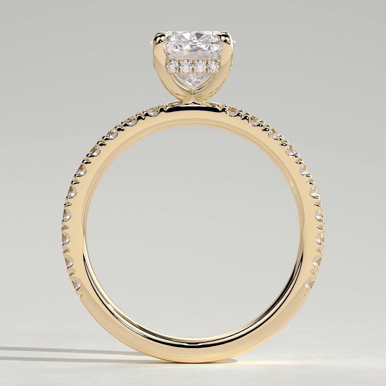 2 CT Elongated Pave Moissanite Engagement Ring