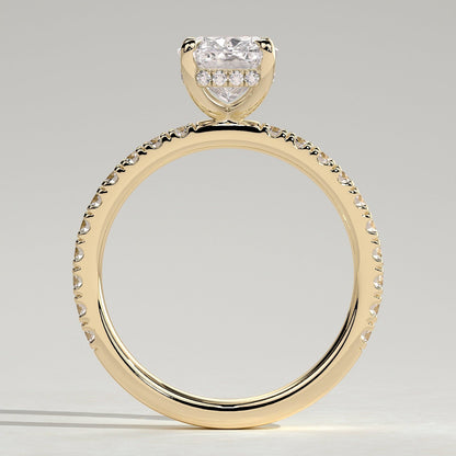 2 CT Elongated Pave Moissanite Engagement Ring
