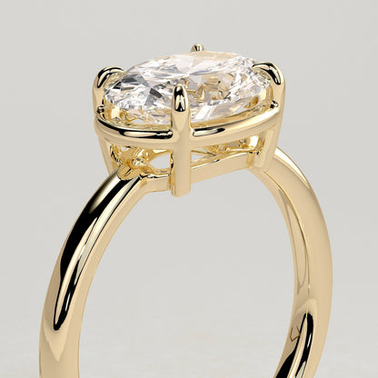 2 CT East West Oval Bezel Solitaire Moissanite Engagement Ring