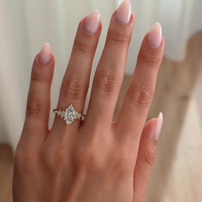 2 CT Marquise Cluster Moissanite Engagement Ring