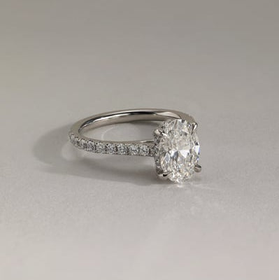 2 CT Oval Hidden Halo & Pave Moissanite Engagement Ring