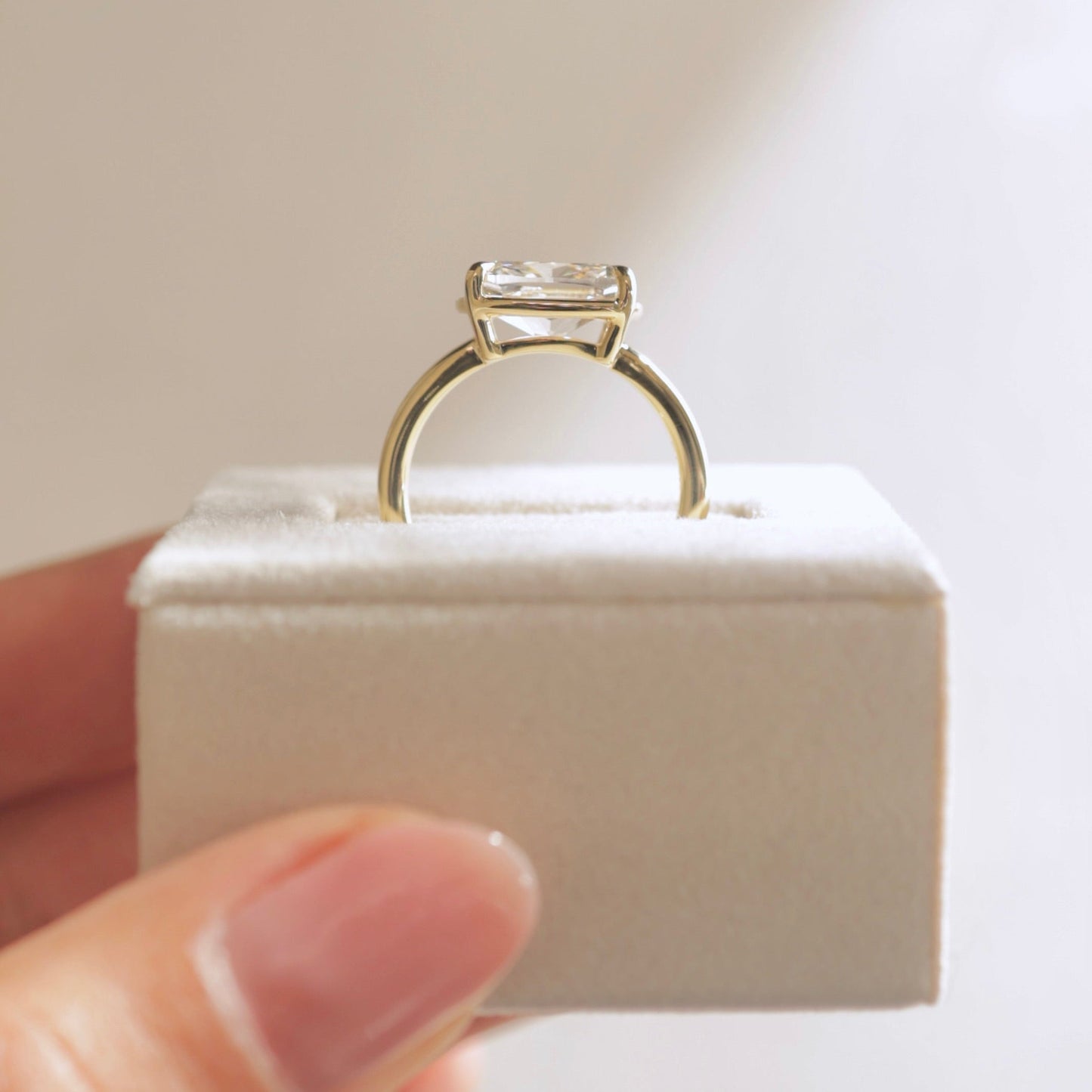 2 CT Elongated Cushion Solitaire Moissanite Engagement Ring
