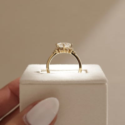 2 CT Princess Cluster Moissanite Engagement Ring