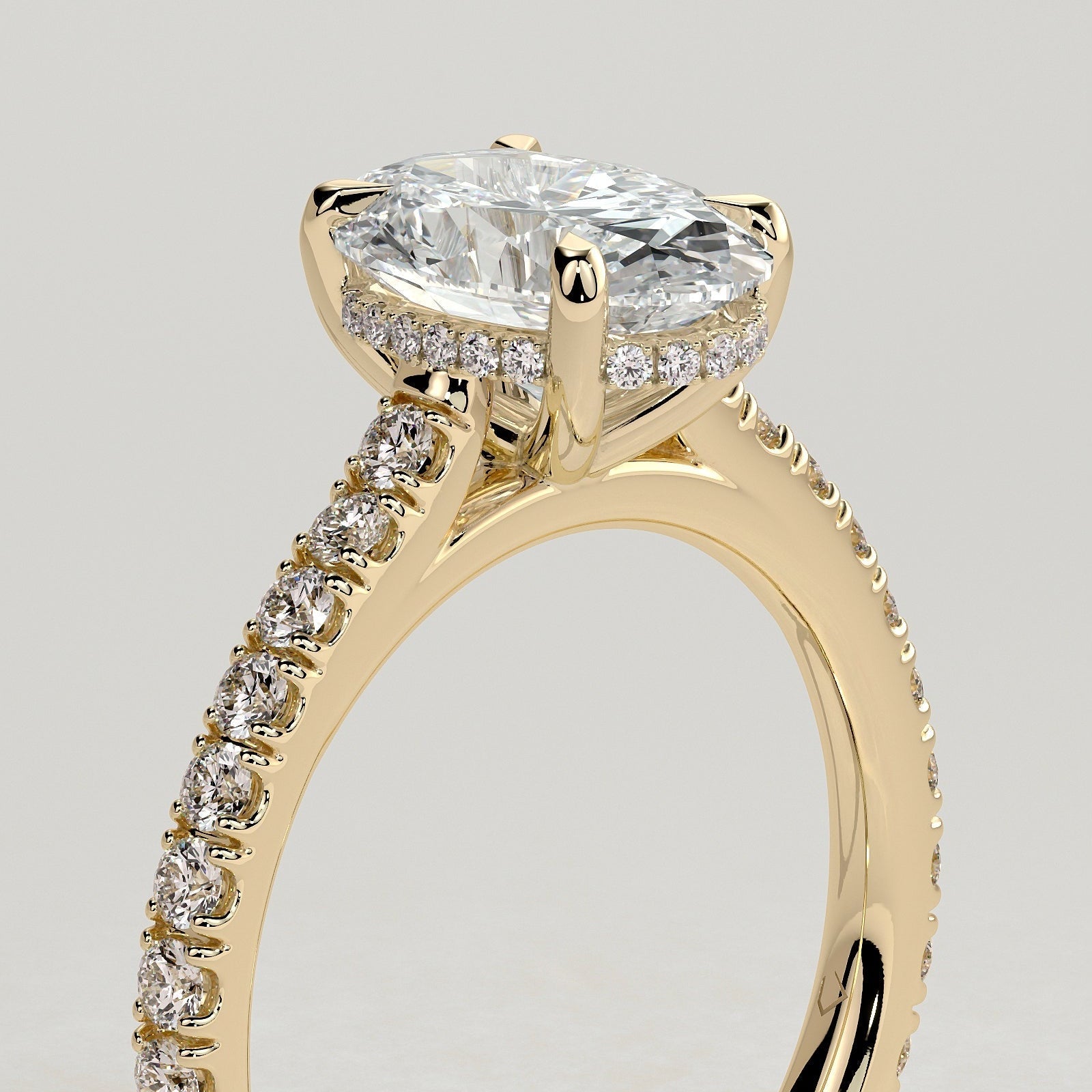 2 CT Oval Hidden Halo & Pave Moissanite Engagement Ring