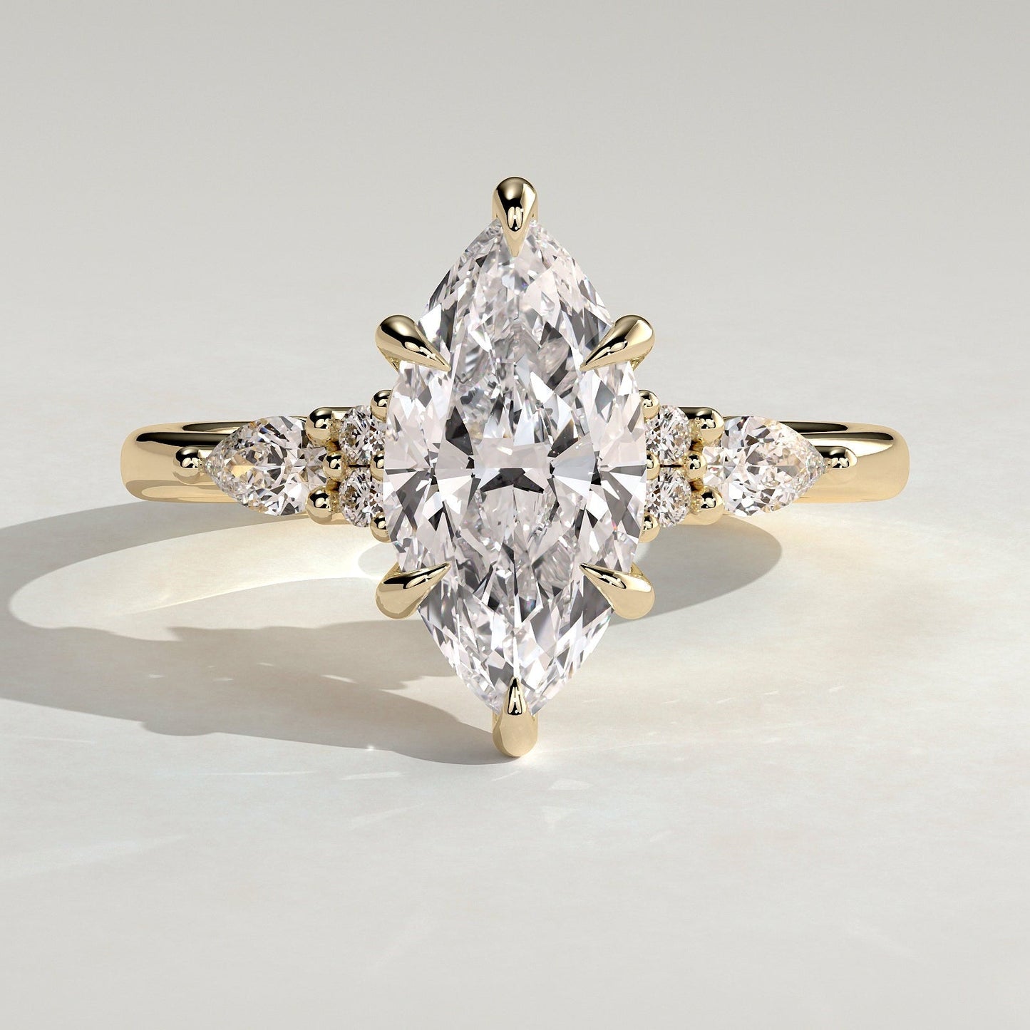 2 CT Marquise Cluster Moissanite Engagement Ring