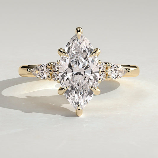 2 CT Marquise Cluster Moissanite Engagement Ring